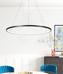 baratos -1 luz LED pendente 40cm 60cm 80cm alumínio acrílico círculo ouro branco preto pintado acabamentos regulável para casa moderna cozinha simples quarto 25w 38w 50w regulável apenas com controle remoto