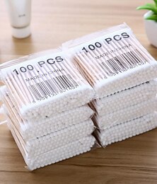 economico -3packs/300pcs tampone di cotone double-end tampone di legno tampone di cotone tampone di cotone tampone per le orecchie baseball tampone di rimozione di trucco tampone di cotone