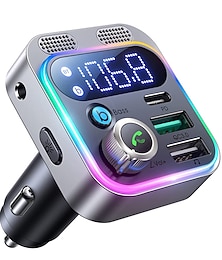 cheap -Bluetooth 5.3 FM Transmitter for Car Stronger Dual Mics Deep Bass Sound  48W PD&QC3.0 Car Charger Bluetooth Adapter