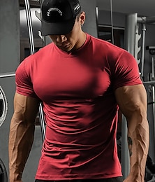 preiswerte -Herren Laufshirt Sport Top Funktionsshirt Kurzarm Grundschicht Sportlich Spandex Atmungsaktiv Schnelltrocknend Feuchtigkeitsableitung Fitnesstraining Laufen Aktives Training Sportbekleidung