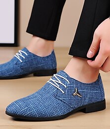 ieftine -Bărbați Oxfords Pantofi rochie Mocasini din stofa Epocă Afacere Casual În aer liber Zilnic Pânză Respirabil Loafer Albastru Gri Toamnă Iarnă