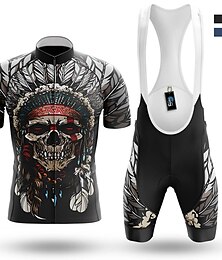 voordelige -21Grams Voor heren Wielrenshirt met strakke shorts Korte mouw Bergracen Wegwielrennen Winter Zwart blauw Doodskoppen Fietsen 3D-pad Ademend Sneldrogend Spandex Sport Doodskoppen Grappig Kleding