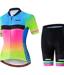 abordables -Femme Maillot et Cuissard Velo Cyclisme Manche Courte VTT Vélo tout terrain Vélo Route Rose Claire Bleu Orange Pois à imprimé arc-en-ciel Dégradé Vélo Respirable Séchage rapide Résistant aux