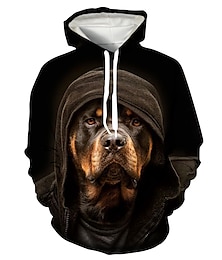 Недорогие -Животный принт Собака Ротвейлер Толстовка Мультяшная тематика Манга Аниме 3D Передний карман Графический Назначение Для пары Муж. Жен. Взрослые 3D печать
