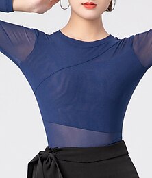 abordables -Danse latine Tenues de Sport Collant / Combinaison Ruché Couleur Pure Fantaisie Femme Utilisation Entraînement manche longue Taille haute Polyester