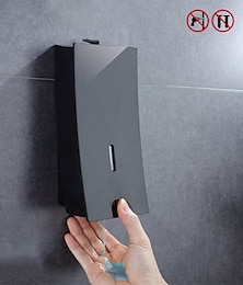 זול -מתקן שמפו למקלחת, מערכת מתקן למקלחת סבון/שמפו/תחליב לתלייה על הקיר מגניב שחור מט כיווץ abs 1 יחידה כפתור לחיצה צמוד קיר מכונת שטיפת ידיים 450 מ"ל