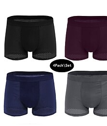 billiga -Herr 4-pack Underkläder Boxershorts Kalsong Huvudstad Tvättbar Bekväm Ensfärgat Medium Midja Svart Vin