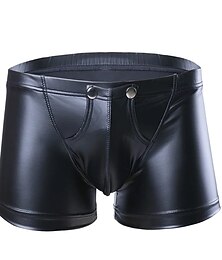 preiswerte -Herren Lässige Shorts Kunstleder-Shorts Einfarbig Komfort Weich Heim Casual Ausgehkleidung Sexy Schwarz