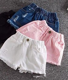 billiga -flickorshorts sommar 2022 stil barn i utländsk stil medelålders och äldre barn jeansshorts bär hot pants med hål mode flerfärgad