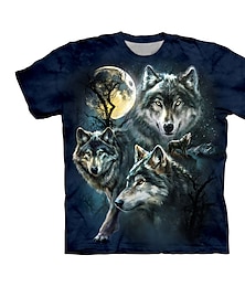 abordables -Hombre Camiseta Tee Graphic Animal Lobo Cuello Barco Ropa Impresión 3D Exterior Casual Manga Corta Estampado Vintage Moda Design