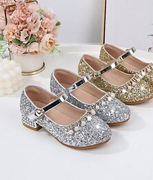 preiswerte -Mädchen Absätze Täglich Glitzer Kleid-Schuhe Absätze PU Große Kinder (ab 7 Jahren) Kleine Kinder (4-7 Jahre) Hochzeit Party Täglich Tanzen Schnalle Paillette Pailletten Silber Gold Winter Herbst