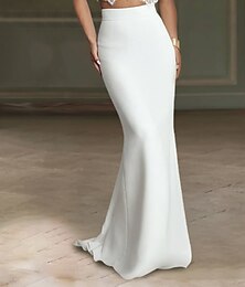 abordables -Vestidos de Novia Casual para Boda en la Playa Separados de Sirena Cola Arrastrada  Barrido Tela Elástica Faldas de Novia Vestidos de Novia con Color Sólido