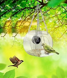 abordables -comedero para pájaros con cámara, cámara de observación de aves hd 1080p cámara de video de versión nocturna, conexión remota de punto de acceso wifi con teléfono móvil para observación de aves al aire libre, captura de fotos