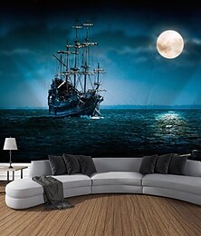 voordelige -marine zeilen maan wandtapijt kunst decoratie deken gordijn opknoping familie slaapkamer woonkamer decoratie