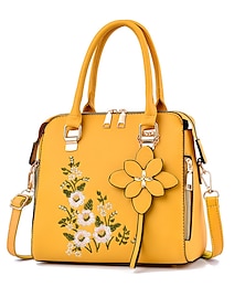 abordables -sac à main brodé floral jaune pour femme avec breloque fleur – sac à bandoulière élégant et fonctionnel pour un usage quotidien et des occasions spéciales