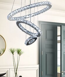 abordables -3 anneaux LED lustre en cristal pendentif lumières anneau rond lustres au plafond lumières lampe luminaires suspendus pour salle à manger salon hôtel maison 110-120v 220-240v
