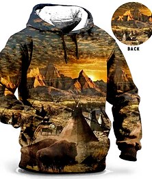 preiswerte -Herren Übergröße Pullover mit Kapuze Sweatshirt Groß und hoch 3D-Druck Mit Kapuze Tasche Langarm Frühling & Herbst Modisch Strassenmode Basic Komfortabel Freizeitskleidung Urlaub Oberteile
