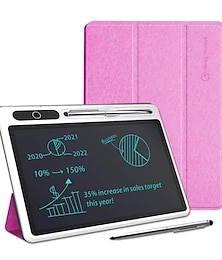 levne -10palcová lcd poznámková knížka, lcd psací tablet s koženým ochranným pouzdrem, elektronická kreslící deska pro doodle desku digitálního rukopisu, škola nebo kancelář, černá