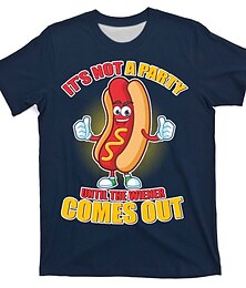 billige -Herre T-Shirts Stødende T-shirts Grafisk Hotdog Rund hals Tøj 3D-udskrivning udendørs Afslappet Kortærmet Trykt mønster Årgang Mode Designer