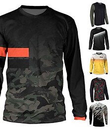 voordelige -Voor heren Downhill Jersey Lange mouw Fietsen Shirt Kleding Bovenlichaam met 3 achterzakken Bergracen Wegwielrennen Ademend Sneldrogend Vochtregelerend Zacht Zilver Donker Grijs Zwart camouflage