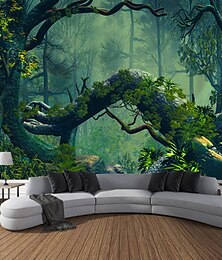 Χαμηλού Κόστους -μαγικό δάσος τοπίο ταπισερί τοίχου καλλιτεχνική διακόσμηση φωτογραφία σκηνικό κουβέρτα κουρτίνα που κρέμεται σπίτι υπνοδωμάτιο διακόσμηση σαλονιού