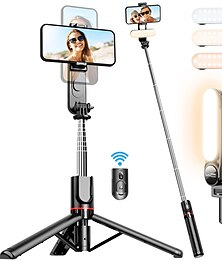 olcso -stabil selfie stick állvány töltőfénnyel 44 hüvelykes kihúzható selfie stick vezeték nélküli távirányítóval és állvánnyal 360 fokos elforgatás iphone 14/13/12/11 pro/xs max/xs/xr/x/8/7 samsunghoz és