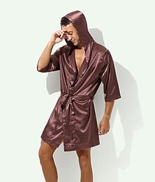 economico -Per uomo Accappatoio Accappatoi Colore puro Moda Informale Interni Giornaliero Da letto Poliestere Traspirante Morbido Felpa Manica lunga Primavera Estate Bianco Rosa