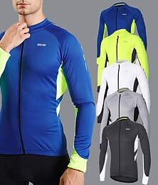 preiswerte -Arsuxeo Herren Langarm Fahrradtrikot Winter Polyester Dunkelgrau Weiß Grau Volltonfarbe Fahhrad Trikot / Radtrikot Bergradfahren Straßenradfahren Reflexstreiffen Tasche auf der Rückseite Sport