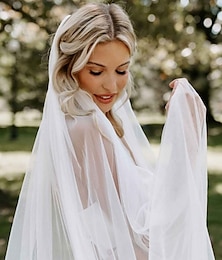 رخيصةأون -طبقة واحدة بسيط / الطراز الكلاسيكي الحجاب الزفاف مصلى الحجاب مع لون نقي 110،24 في (280cm) تول