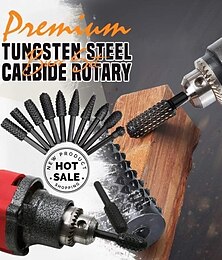 お買い得  -ロータリーヤスリカッターツール木工DIY用10個高炭素鋼ブラックロータリーバリカッター彫刻研削ビット