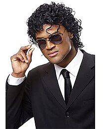billiga -herr kort lockig peruk svart syntetisk rocker peruk kalifornien halloween kostym kultur wet look peruk
