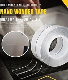 abordables -Cinta de monstruo, pegatinas de pared impermeables, cintas de decoración del hogar para baño resistentes al calor reutilizables, cinta nano transparente de doble cara de 3*200cm