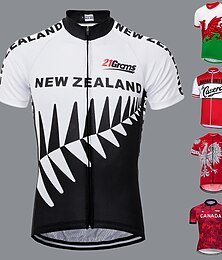 cheap -21Grams Men's Cycling Jersey Short Sleeve Bike Top with 3 Rear Pockets Mountain Bike MTB Road Bike Cycling UV Resistant Breathable Moisture Wicking Quick Dry Wine Red Red Green New Zealand National