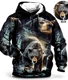 preiswerte -Herren Übergröße Pullover mit Kapuze Sweatshirt Groß und hoch Tier Mit Kapuze Tasche Langarm Frühling & Herbst Modisch Strassenmode Basic Komfortabel Freizeitskleidung Urlaub Oberteile