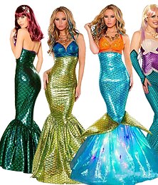 halpa -Pieni merenneito Merenneito Aqua Queen Aqua Princess Cosplay-Asut Juhla-asu Elokuva-cosplay for Naisten Aikuisten Joulu Karnevaali Tyttöjen polttarit