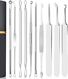 cheap -Blackhead Remover Pimple Popping Tool Kit, Boxoyx 10Pcs Professional Pimple Comedone Extractor Popper Tool Acne Removal Kit-Treatment for Pimple, Blackhead, Zit Removing, Forehead,Facial&Nose (Silver)