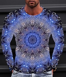 baratos -Homens Camiseta Camisetas Gráfico Tecnologia Gola Redonda Roupa Impressão 3D Ao ar livre Casual Manga Longa Imprimir Moda Designer Simples