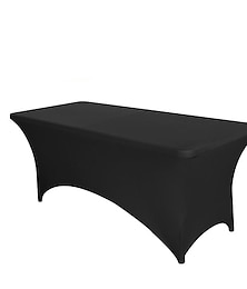 cheap -Stretch Spandex Table Cover for Standard Folding Tables - Universal Rectangular Fitted Tablecloth Protector for Wedding, Banquet and Party