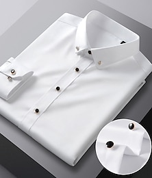 cheap -Men's Dress Shirt Button Down Shirt Silk Shirt Black White Pink Long Sleeve Solid / Plain Color Turndown Spring &  Fall Wedding Daily Wear Clothing Apparel Sexy