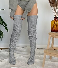 economico -Per donna Calze Calzini a crimpare alti fino alla coscia Inverno Collant Tenere al caldo Elevata elasticità Strappato Inverno Nero Rosa Grigio Taglia unica