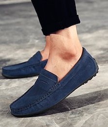 cheap -Men's Loafers & Slip-Ons Suede Shoes Plus Size Penny Loafers Driving Loafers Casual Outdoor Daily Suede Loafer Black Burgundy Navy Blue Summer Spring