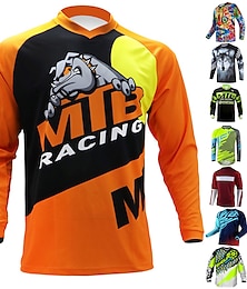 voordelige -Voor heren Wielrenshirt Downhill Jersey Crossmotorshirt dier Koe Met Patroon Lange mouw Fietsen Shirt Kleding Bovenlichaam met 3 achterzakken Bergracen Wegwielrennen UV-bestendig Sneldrogend