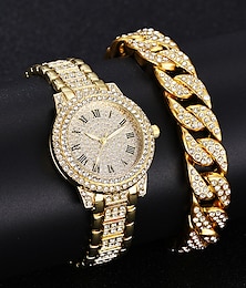 お買い得  -ダイヤモンドの女性の腕時計 ゴールド腕時計 レディース腕時計 高級ブランド ラインストーン 女性のブレスレット 腕時計女性 レロジオ feminino