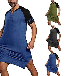 economico -Per uomo Pigiami loungewear Accappatoio Camicia da notte Liscio Moda Informale Comoda Interni Giornaliero Poliestere Comfort Vita elastica Estate Blu Grigio
