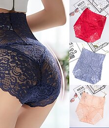 cheap -Women's Sexy Panties Brief Underwear 1 PC Underwear Sexy Comfort Lace Pure Color PU High Waist Sexy Green Black Purple M L XL