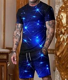 economico -Per uomo Grafico Stella 2 pezzi Set di magliette Set pantaloncini e T-shirt Outfit T-Shirt Manica Corta Girocollo Designer Casual Confortevole All'aperto Vacanza Quotidiano Stampa 3D 2 Pezzi