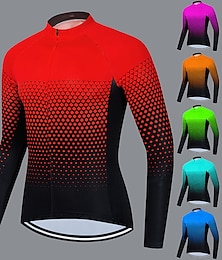 お買い得  -男性用 サイクリングジャージー 長袖 バイク ジャージー トップス 3つのリアポケット付き マウンテンサイクリング ロードバイク 高通気性 速乾性 吸汗性 反射性ストリップ ブラック ホワイト レッド ポリエステル スパンデックス スポーツ 衣類