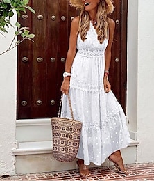 Χαμηλού Κόστους -Παραλία / Προορισμός Μικρά Άσπρα Φορέματα Μπόχο Φορεματα για γαμο Γραμμή Α Λαιμόκοψη V Αμάνικο Μέχρι τον αστράγαλο Σιφόν Νυφικά φορέματα Με Διακοσμητικά Επιράμματα 2024