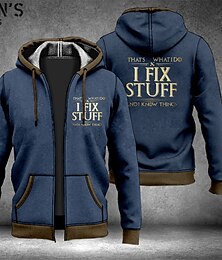 abordables -Hombre Letra Estampados Sudadera Sudaderas Sudadera con capucha y cremallera completa Manga Larga Sudadera con capucha Con Capucha Ropa de calle Impresión 3D Deporte Diario Deportes Azul Piscina