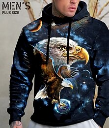 preiswerte -Herren Übergröße Pullover mit Kapuze Sweatshirt Groß und hoch Tier Mit Kapuze Tasche Langarm Frühling & Herbst Modisch Strassenmode Basic Komfortabel Freizeitskleidung Urlaub Oberteile
